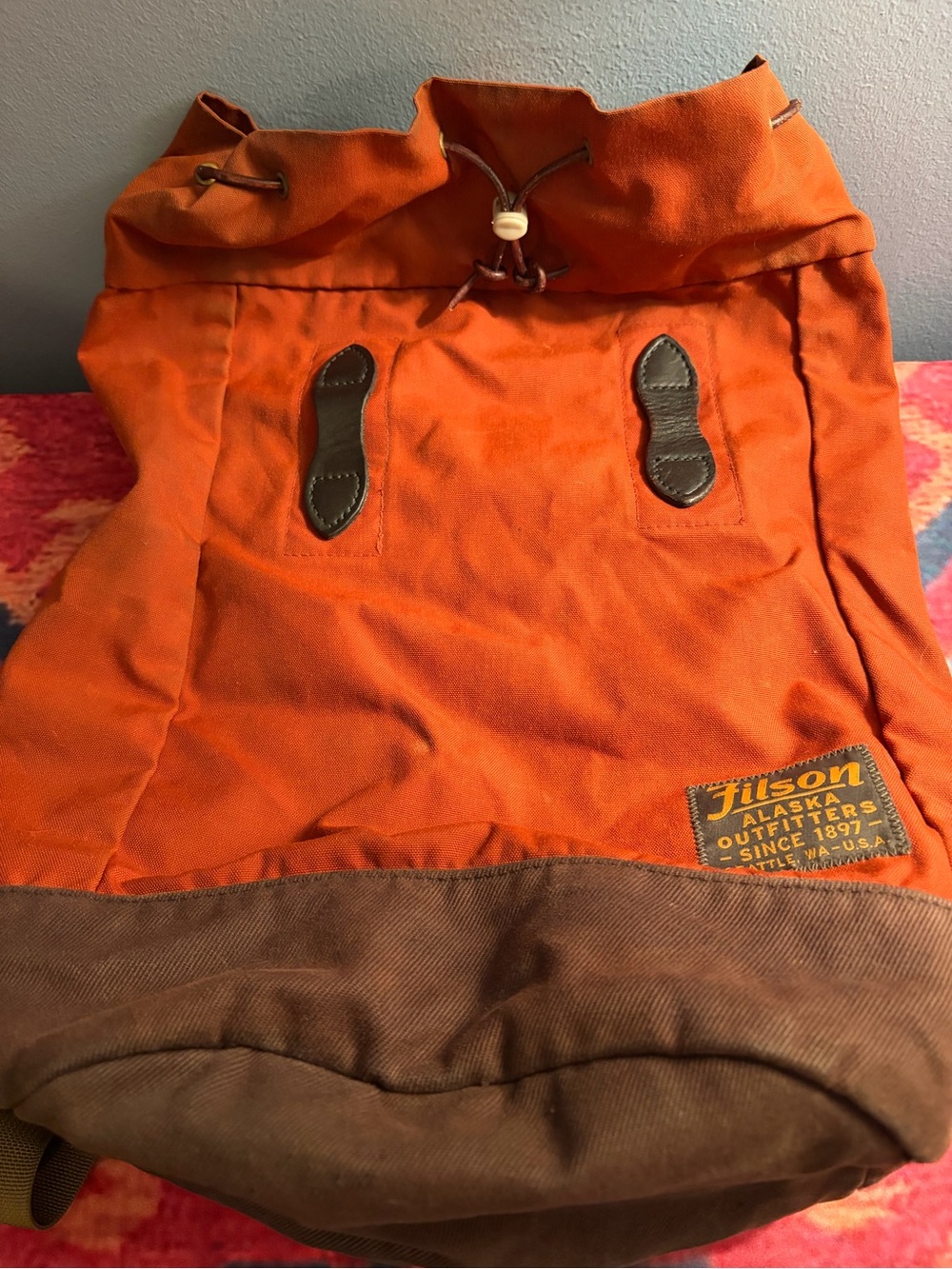 Filson Rust Orange Nylon Daypack Made in USA